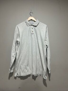 NATURAL LIFE Men's Long Sleeve Polo in Light Gray Heather